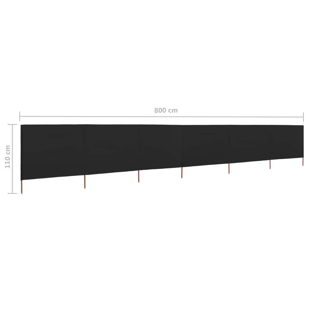 Windscherm 6-Panelen Stof 800 x 80 cm Zwart