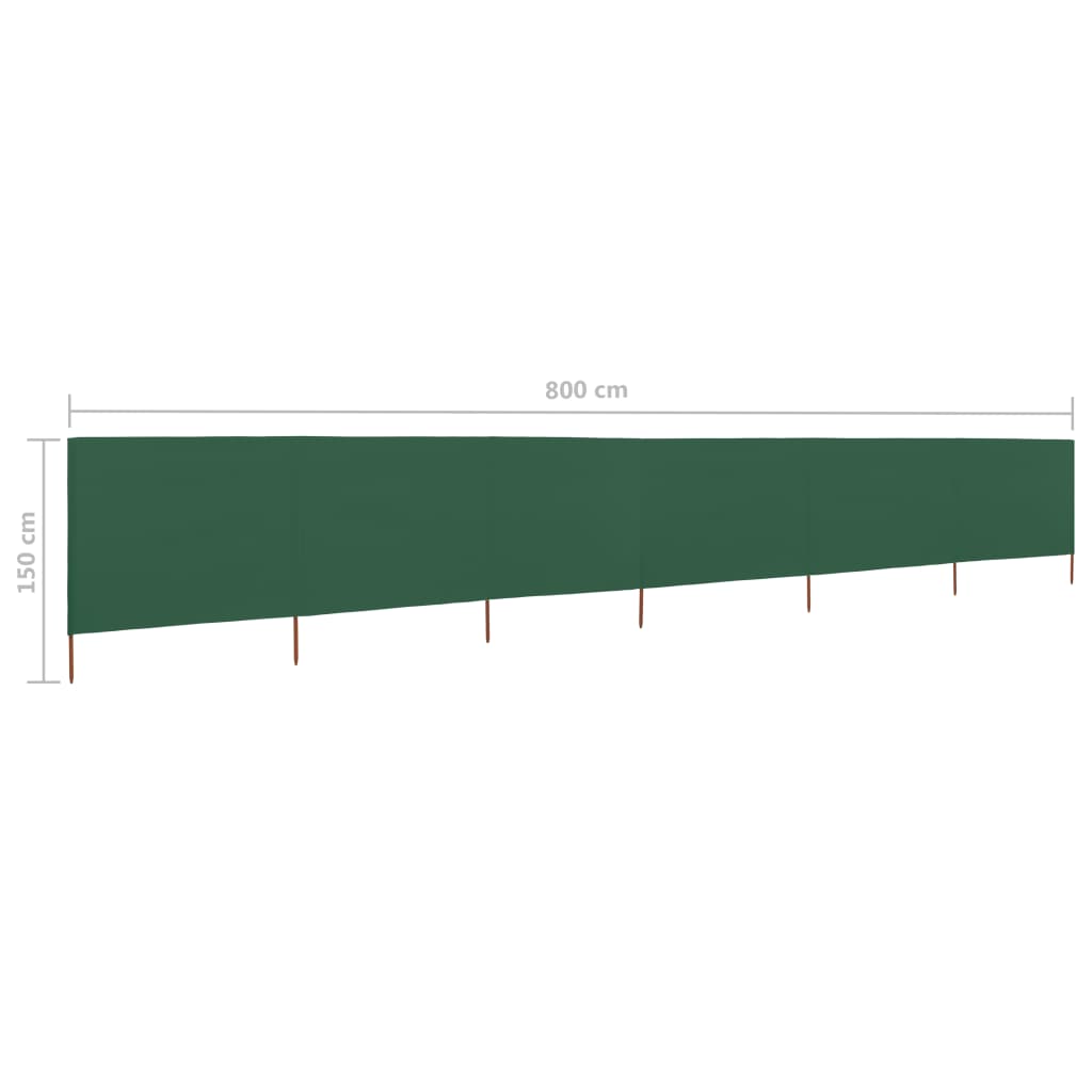 Windscherm 6-Panelen Stof 800 x 120 cm Groen