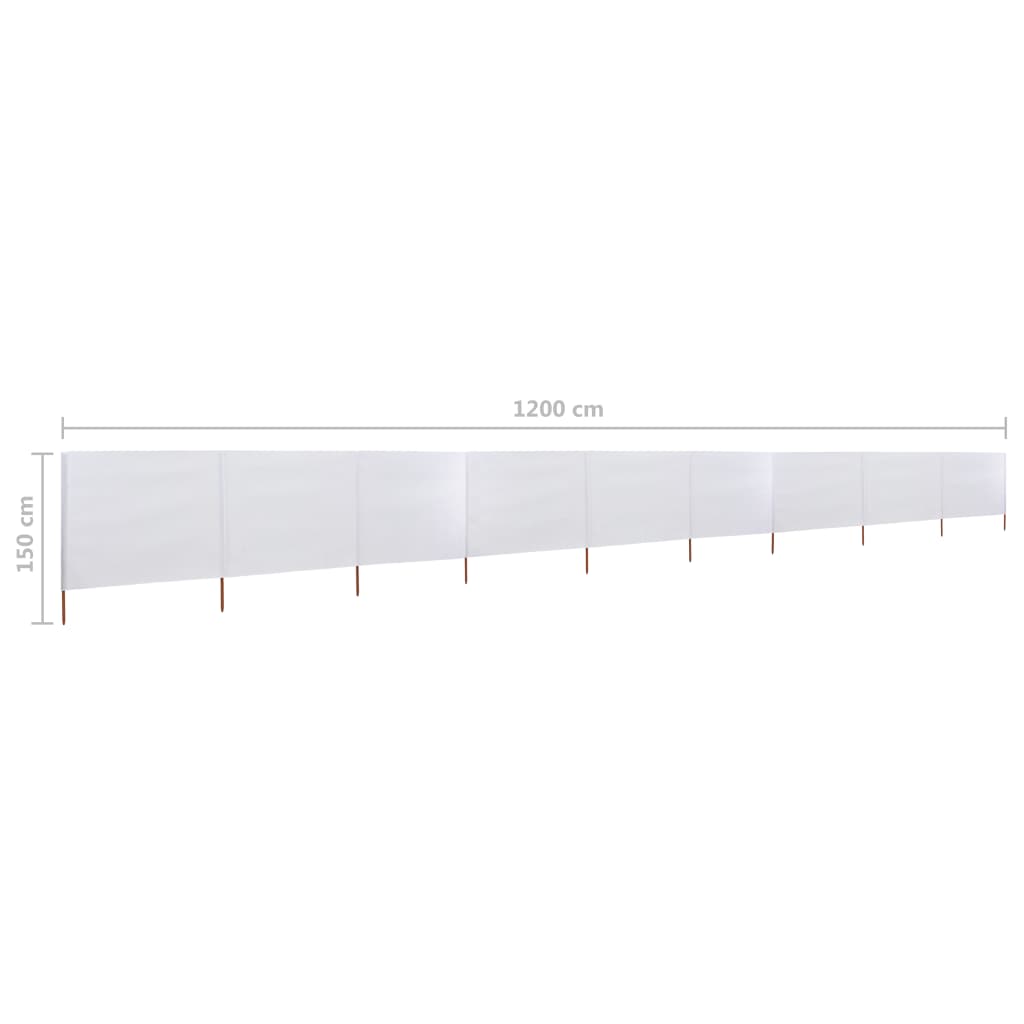 Windscherm 9-Panelen Stof 1200 x 120 cm Zandwit