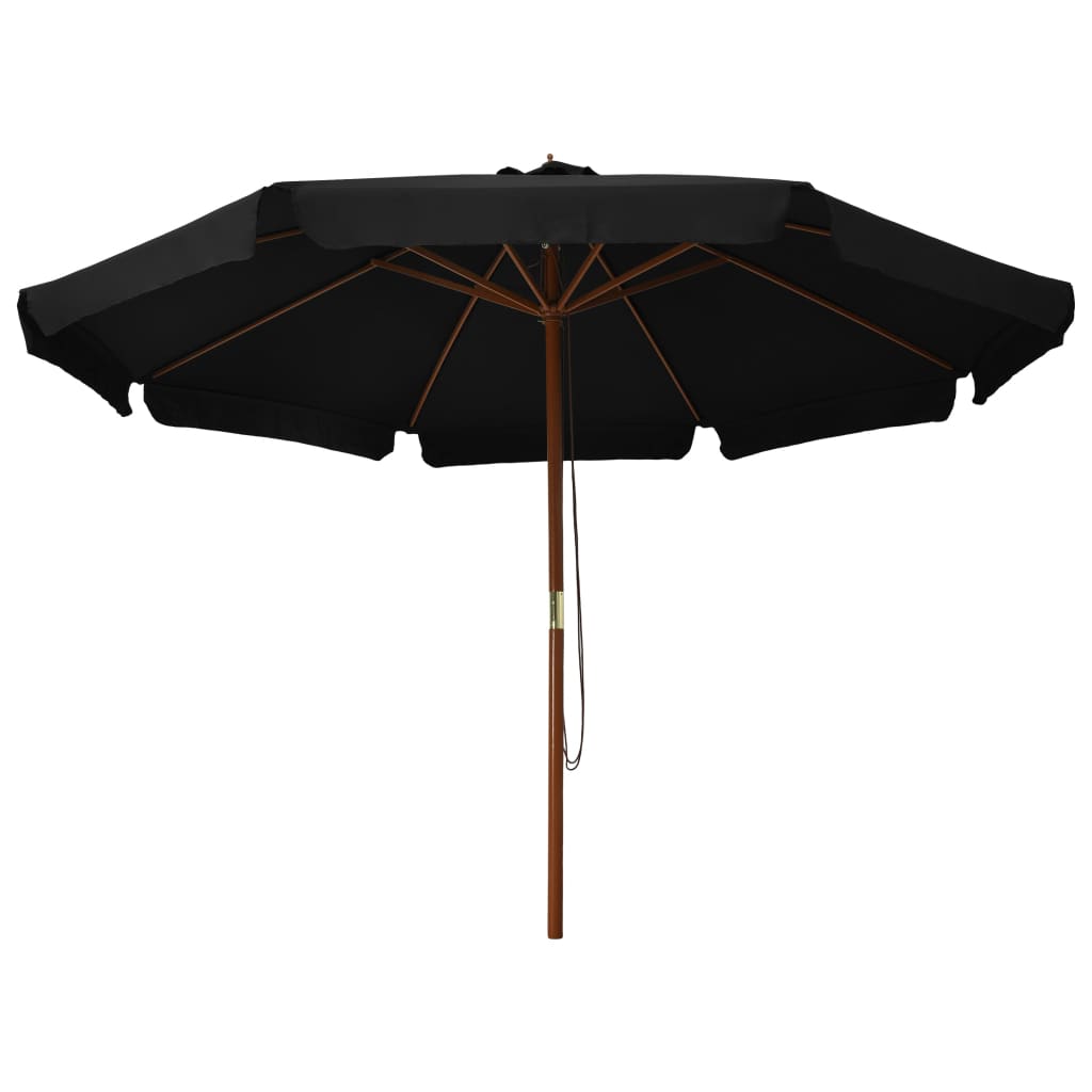 Parasol Met Houten Paal 330 Cm Zwart