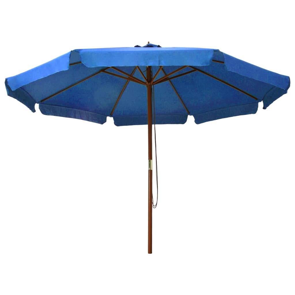 Parasol Met Houten Paal 330 Cm Azuurblauw