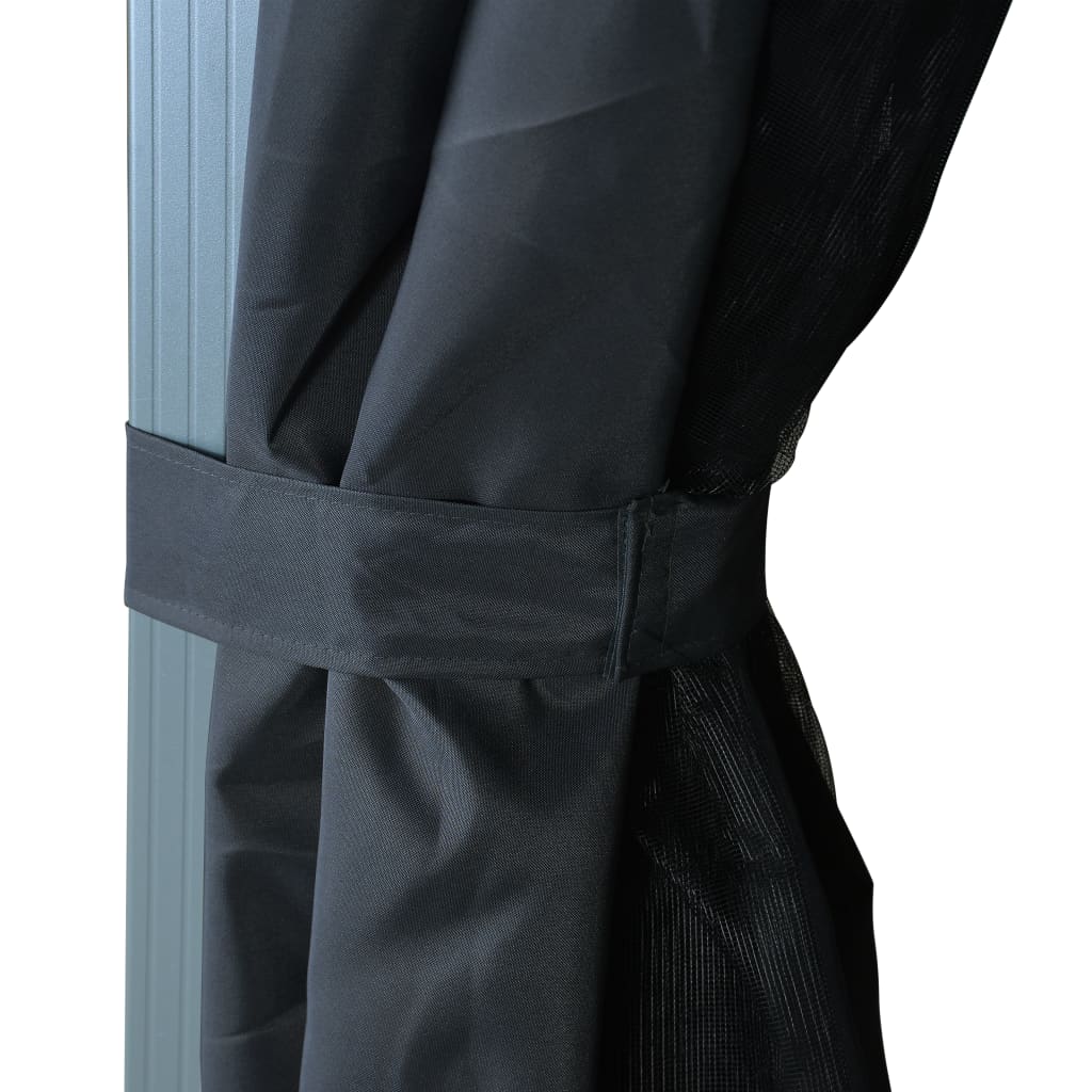 Prieel Met Gordijn Aluminium 300 x 300 cm Antraciet