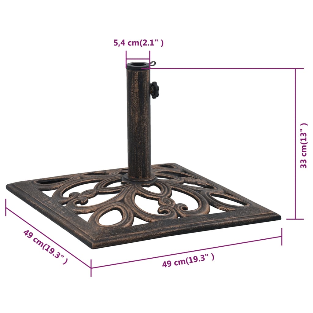 Parasolvoet 12 kg 49 cm gietijzer bronskleurig