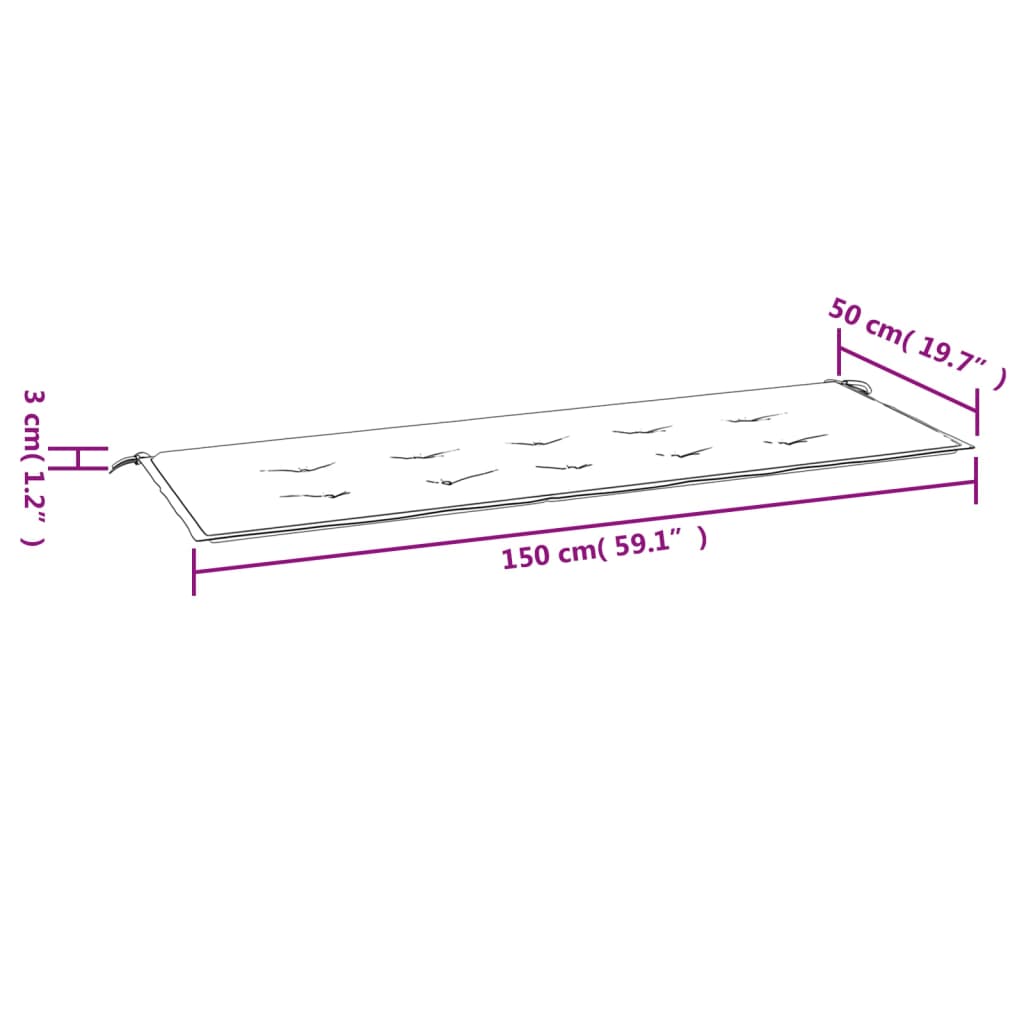 Tuinbankkussen Oxford Stof 150 x 50 x 3 cm Zwart