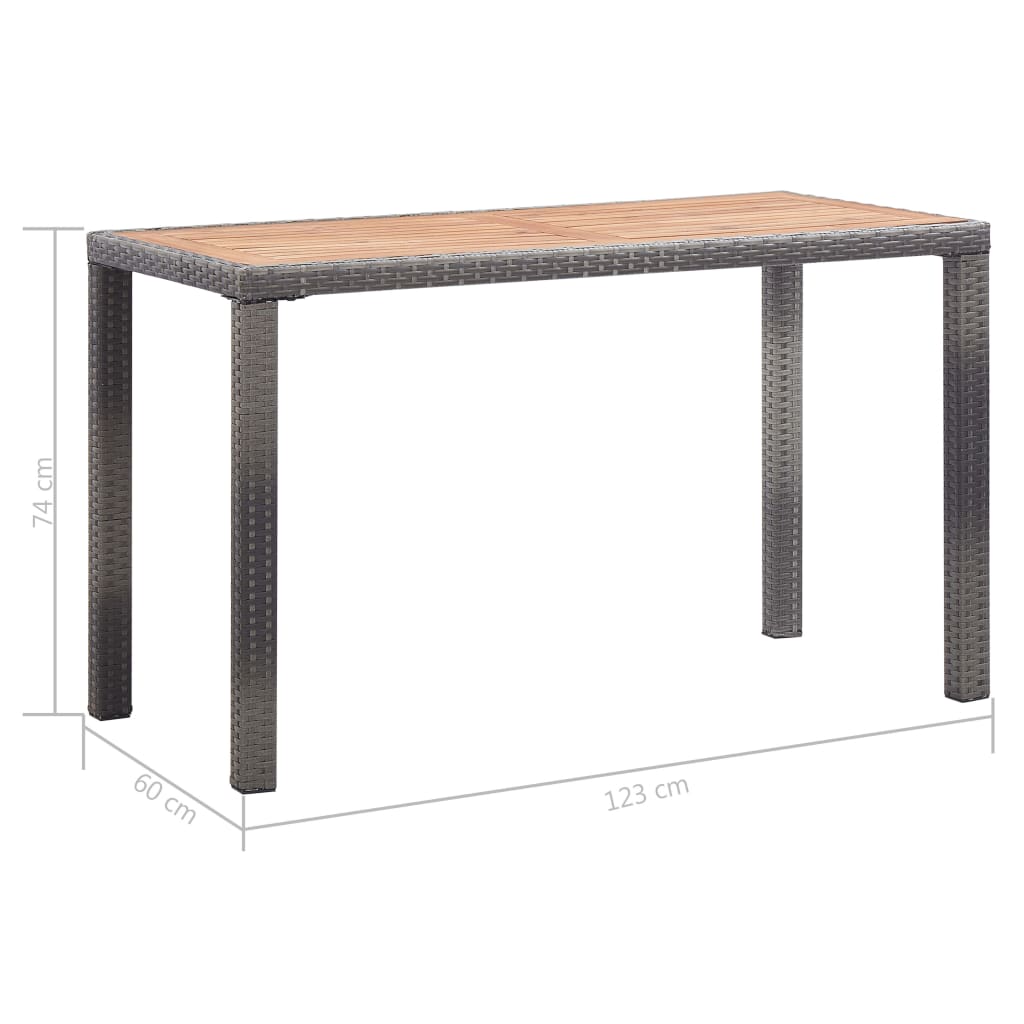 Tuintafel Massief Acaciahout 123 x 60 x 74 cm Antraciet en bruin