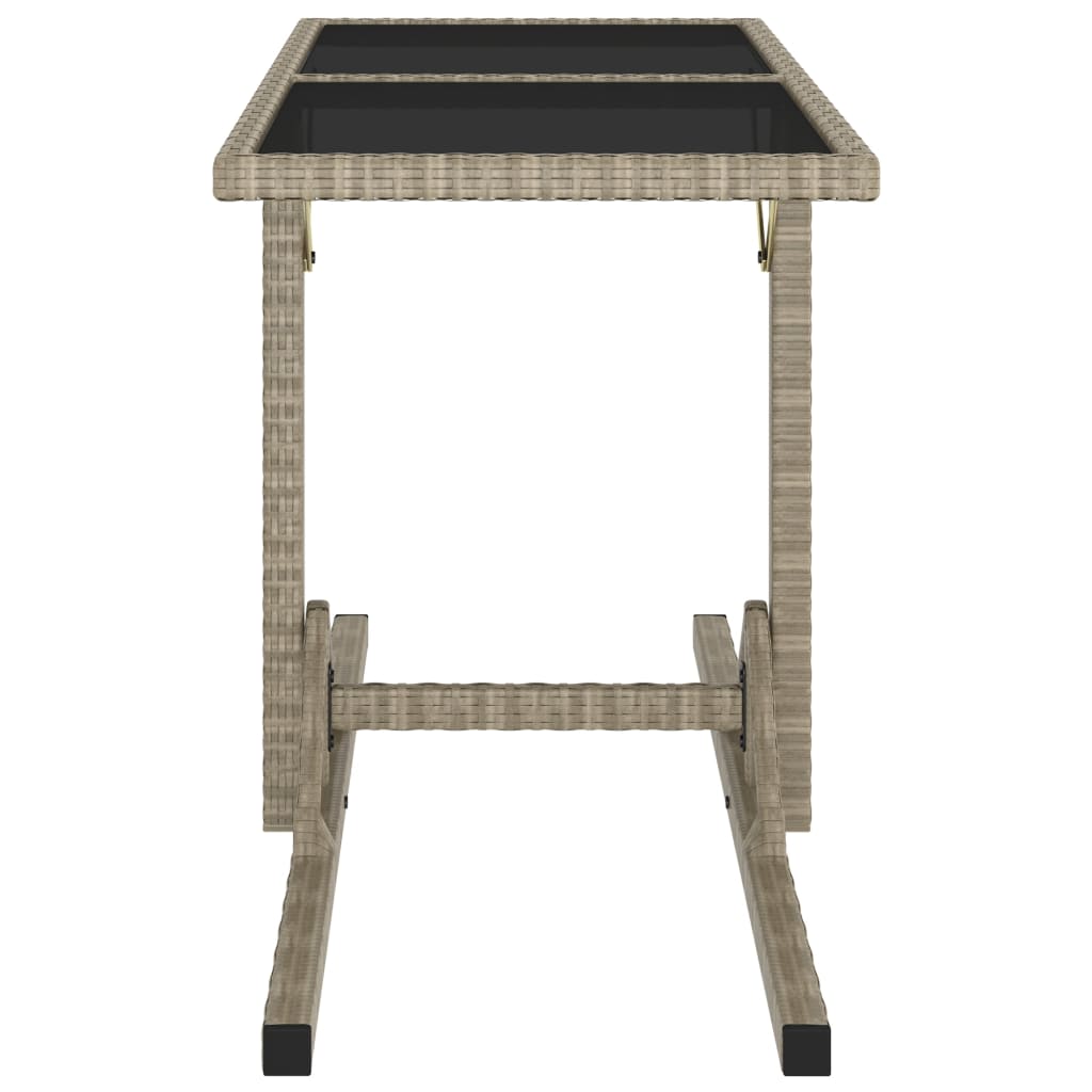 Tuintafel 0X53X72 Cm Glas En Poly Rattan Beige