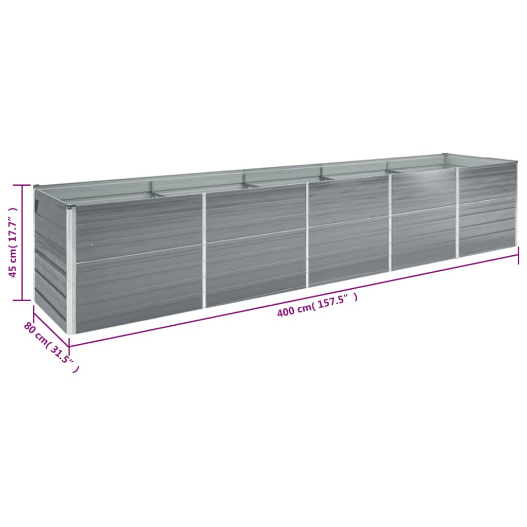 Plantenbak Verhoogd Gegalvaniseerd Staal 400 x 80 x 45 cm