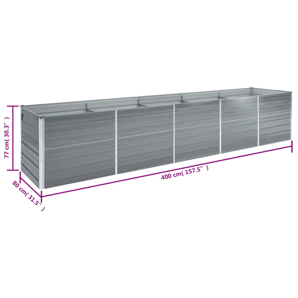 Plantenbak Verhoogd Gegalvaniseerd Staal 400 x 80 x 77 cm