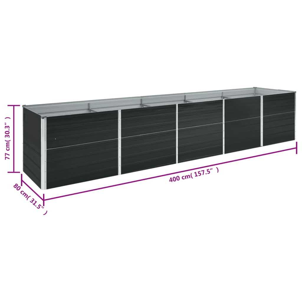 Plantenbak Verhoogd Gegalvaniseerd Staal 400 x 80 x 77 cm