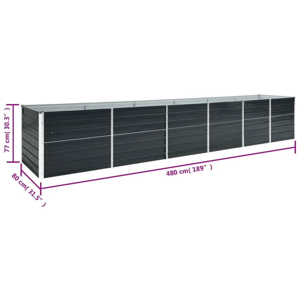 Plantenbak Verhoogd Gegalvaniseerd Staal 480 x 80 x 77 cm