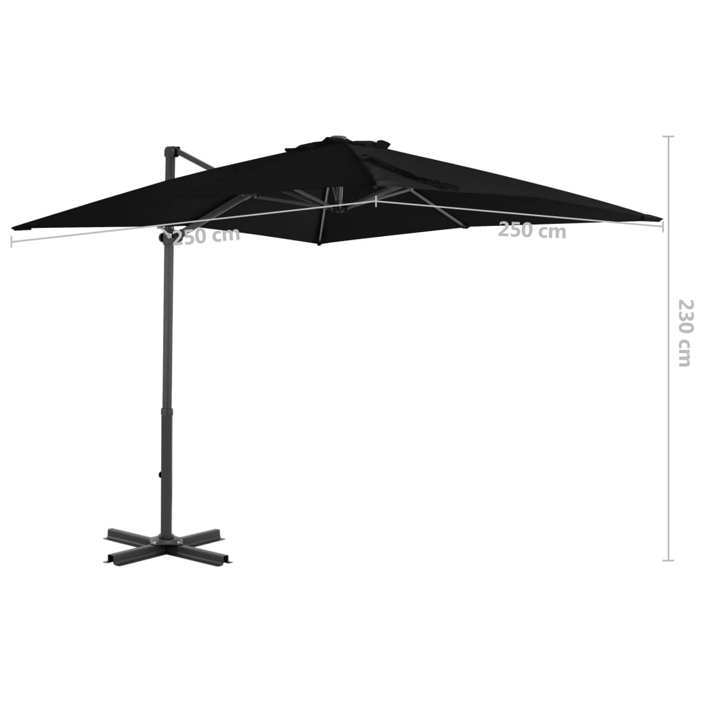 Zweefparasol Met Aluminium Paal 250X250 Cm Zwart 250 x 250 cm