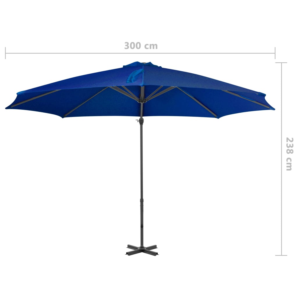 Zweefparasol Met Aluminium Paal 300 Cm Azuurblauw 300 x 238 cm