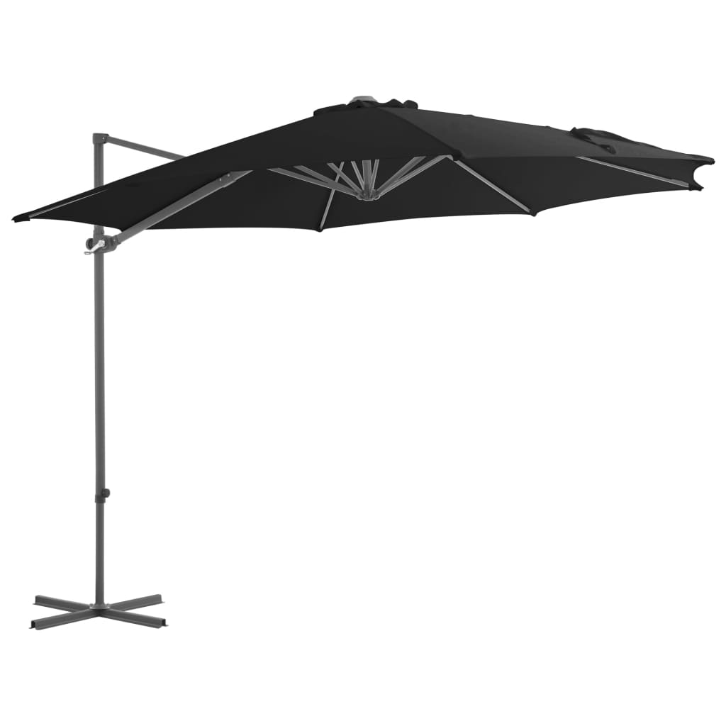 Zweefparasol Met Stalen Paal 300 Cm Zwart 300 x 255 cm