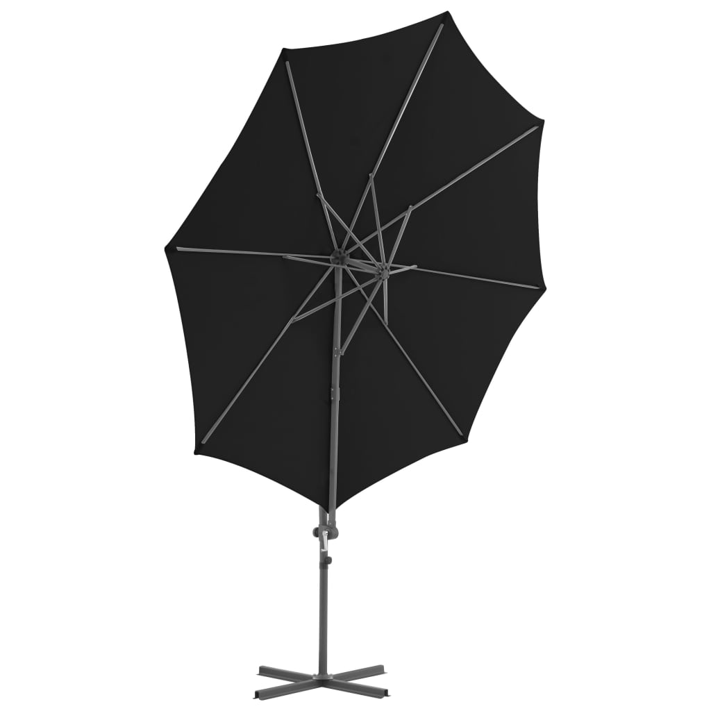 Zweefparasol Met Stalen Paal 300 Cm Zwart 300 x 255 cm