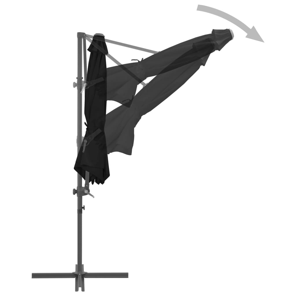 Zweefparasol Met Stalen Paal 300 Cm Zwart 300 x 255 cm