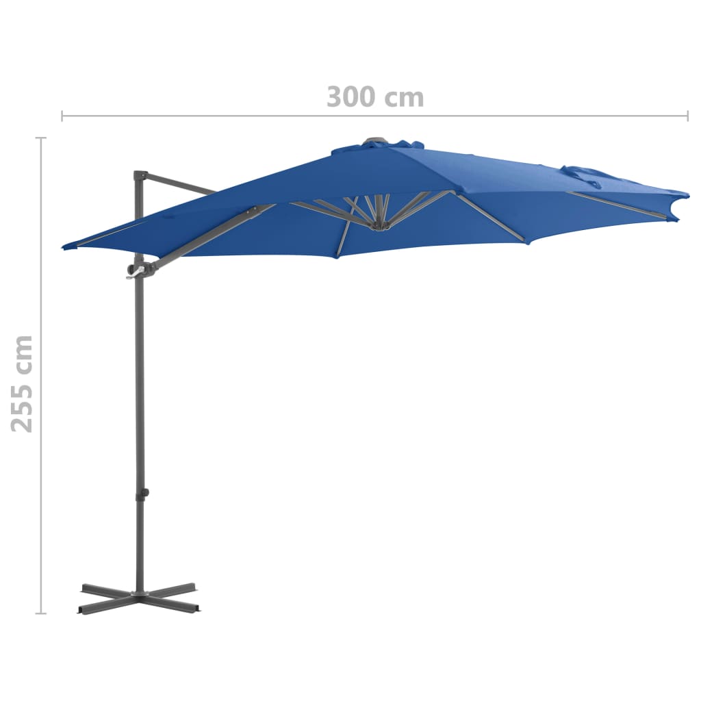 Zweefparasol Met Stalen Paal 300 Cm Azuurblauw 300 x 255 cm