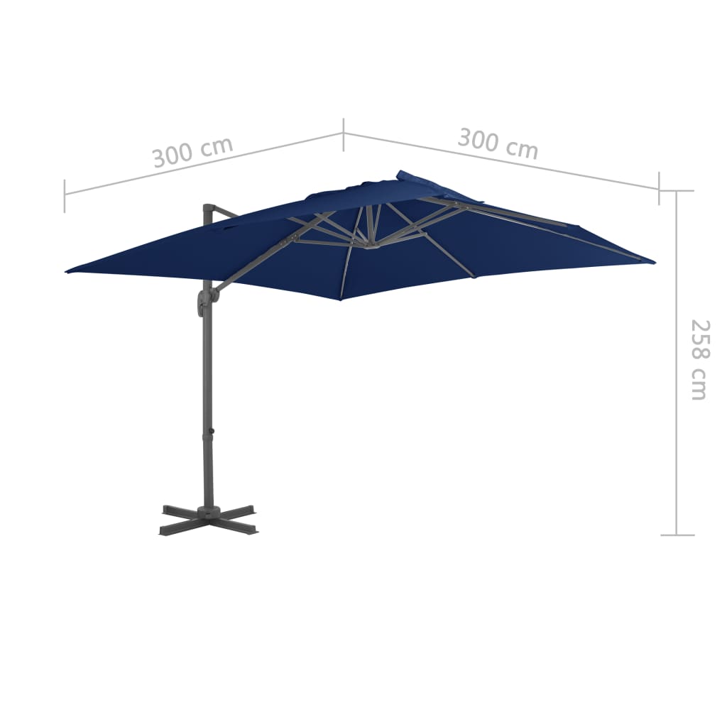 Zweefparasol Met Aluminium Paal 3X3 M Azuurblauw 300 x 300 cm azure blue