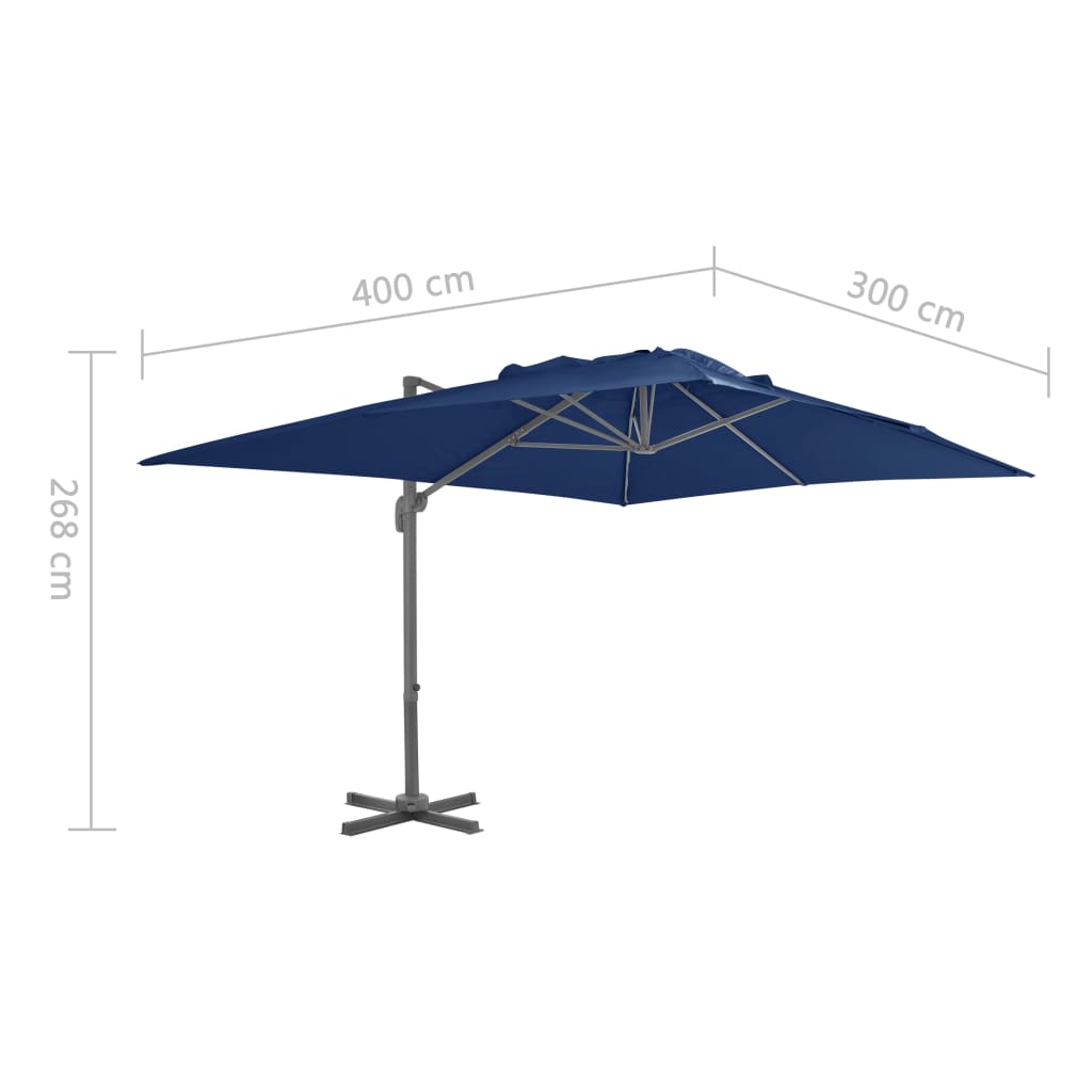 Zweefparasol Met Aluminium Paal 4X3 M Azuurblauw 400 x 300 cm azure blue