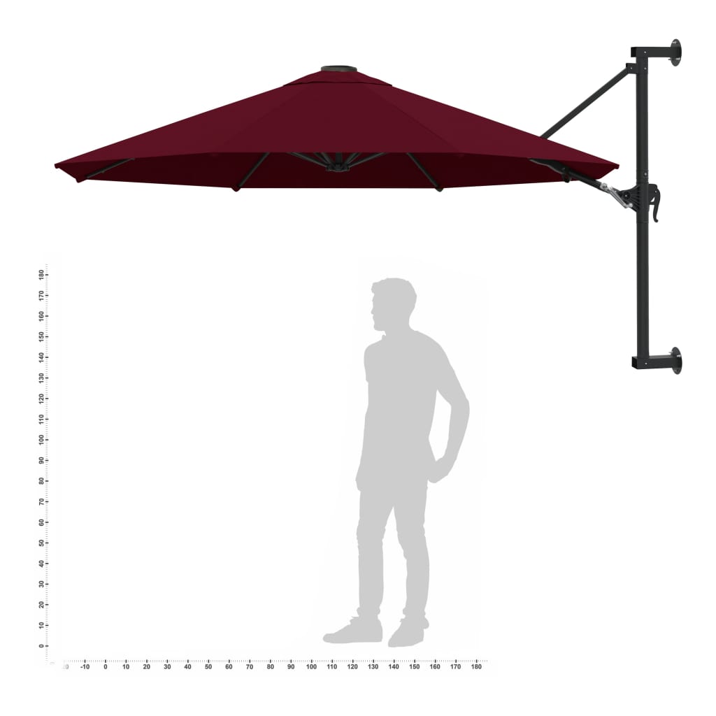 Wandparasol met metalen paal 300 cm bordeauxrood