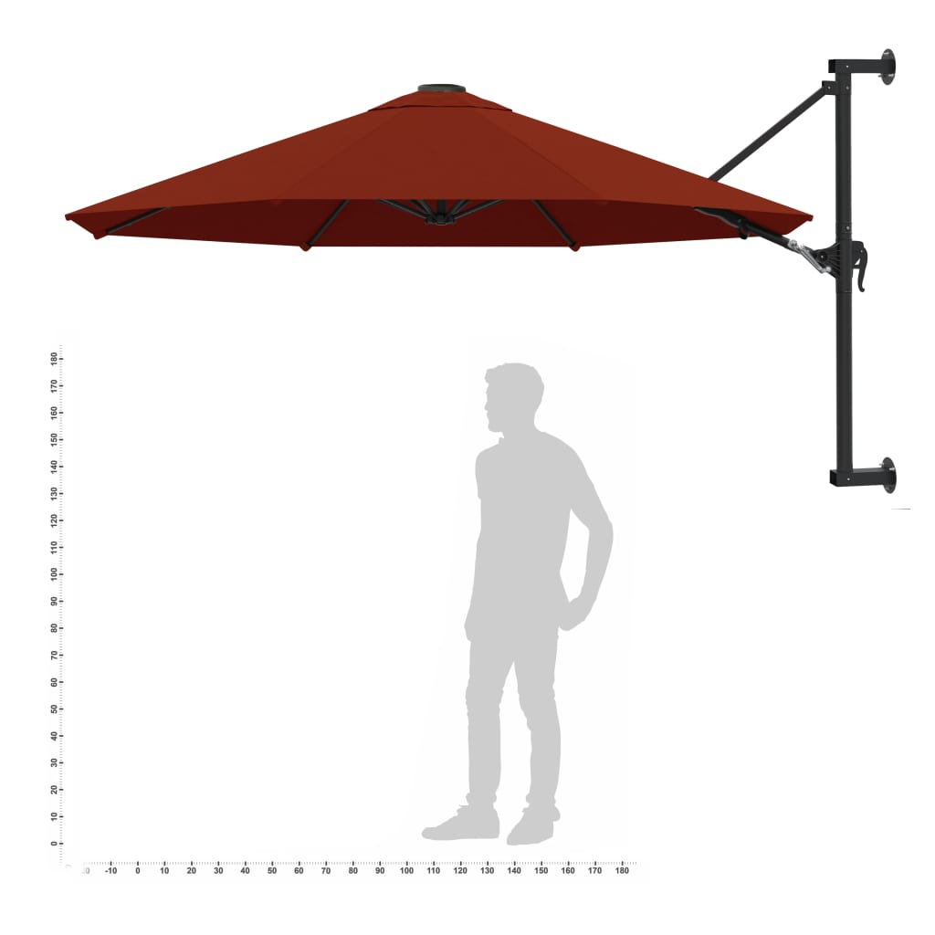 Wandparasol met metalen paal 300 cm terracottakleurig