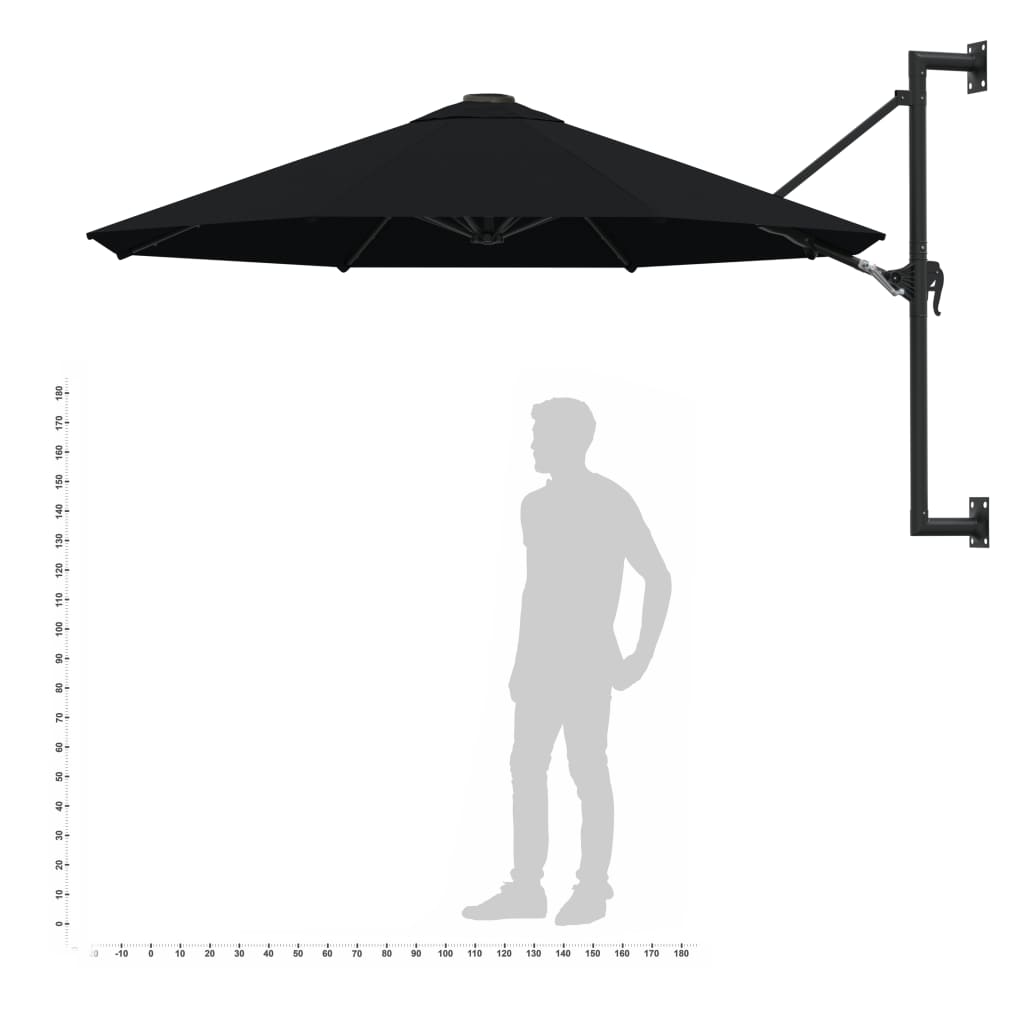 Wandparasol Met Metalen Paal 300 Cm Zwart