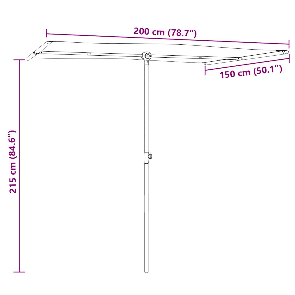 Parasol met aluminium paal 2x1,5 m zandwit