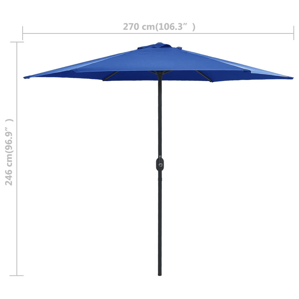 Parasol met aluminium paal 270x246 cm azuurblauw