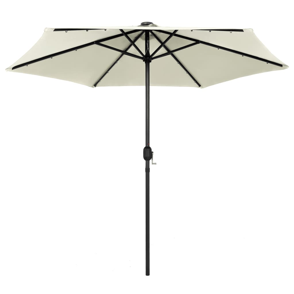 Parasol Met Led-Verlichting En Aluminium Paal 270 Cm Zandwit