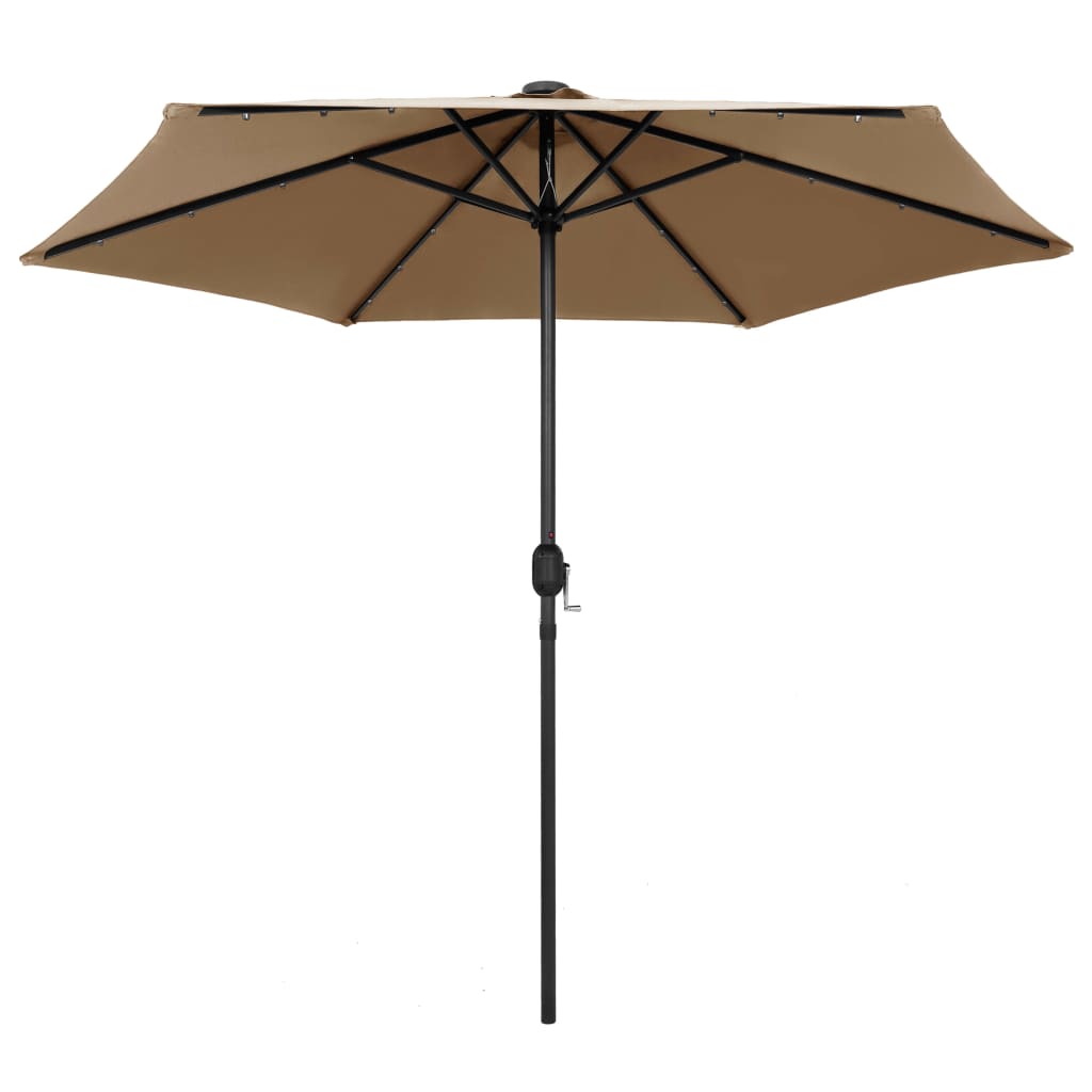 Parasol Met Led-Verlichting En Aluminium Paal 270 Cm Taupe