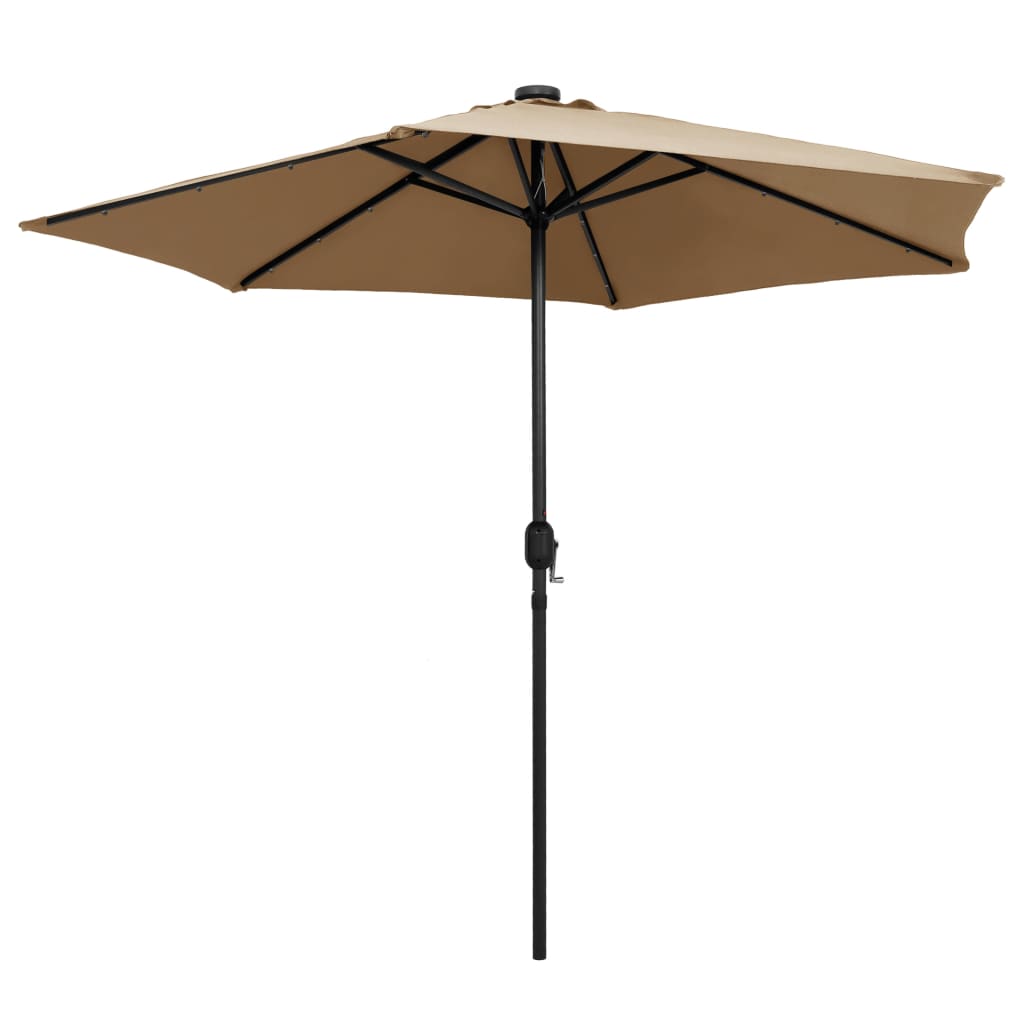 Parasol Met Led-Verlichting En Aluminium Paal 270 Cm Taupe