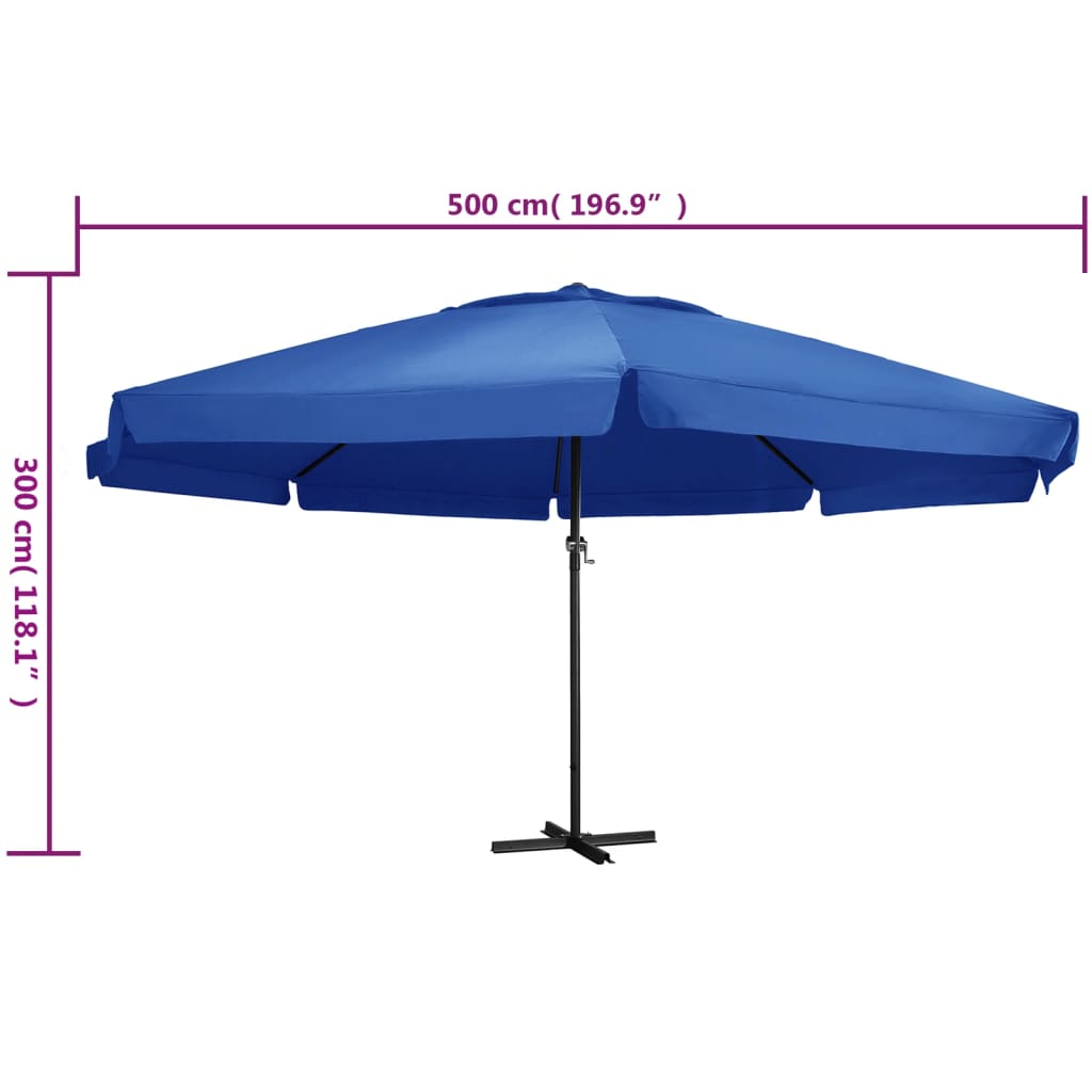 Parasol met aluminium paal 500 cm azuurblauw