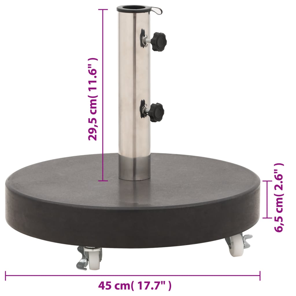 Parasolvoet rond 30 kg graniet zwart