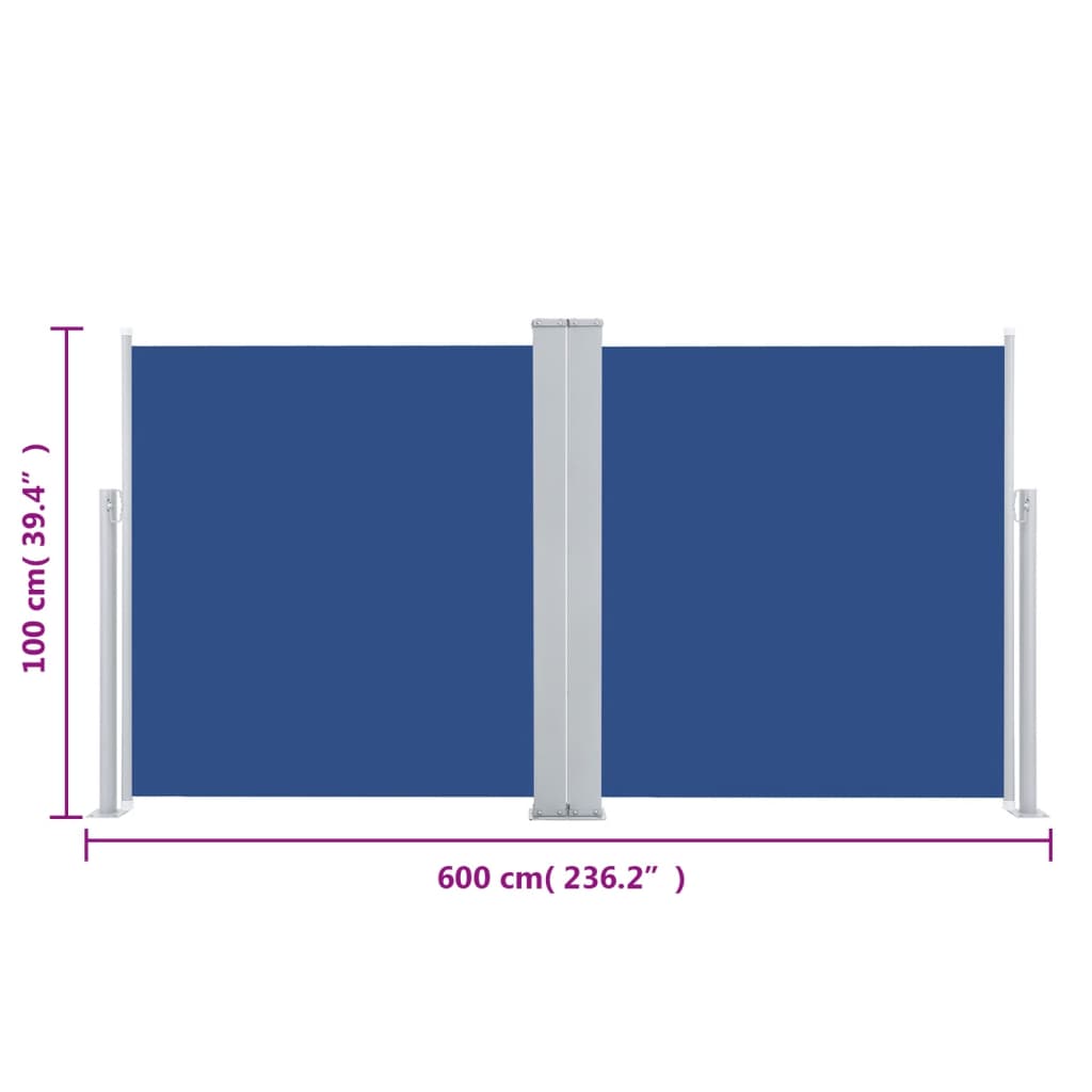 Windscherm Uittrekbaar Blauw 100 x 600 cm