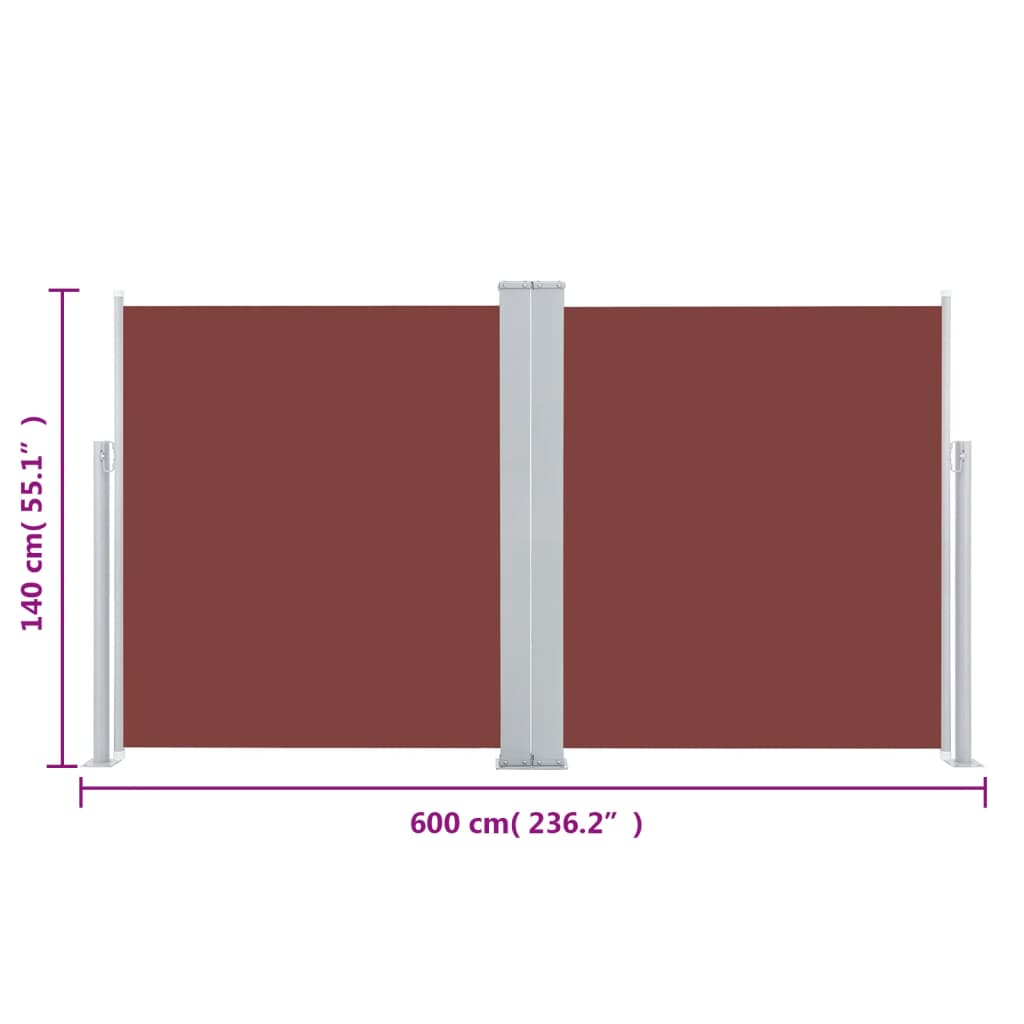 Windscherm Uittrekbaar 140 x 600 cm Bruin