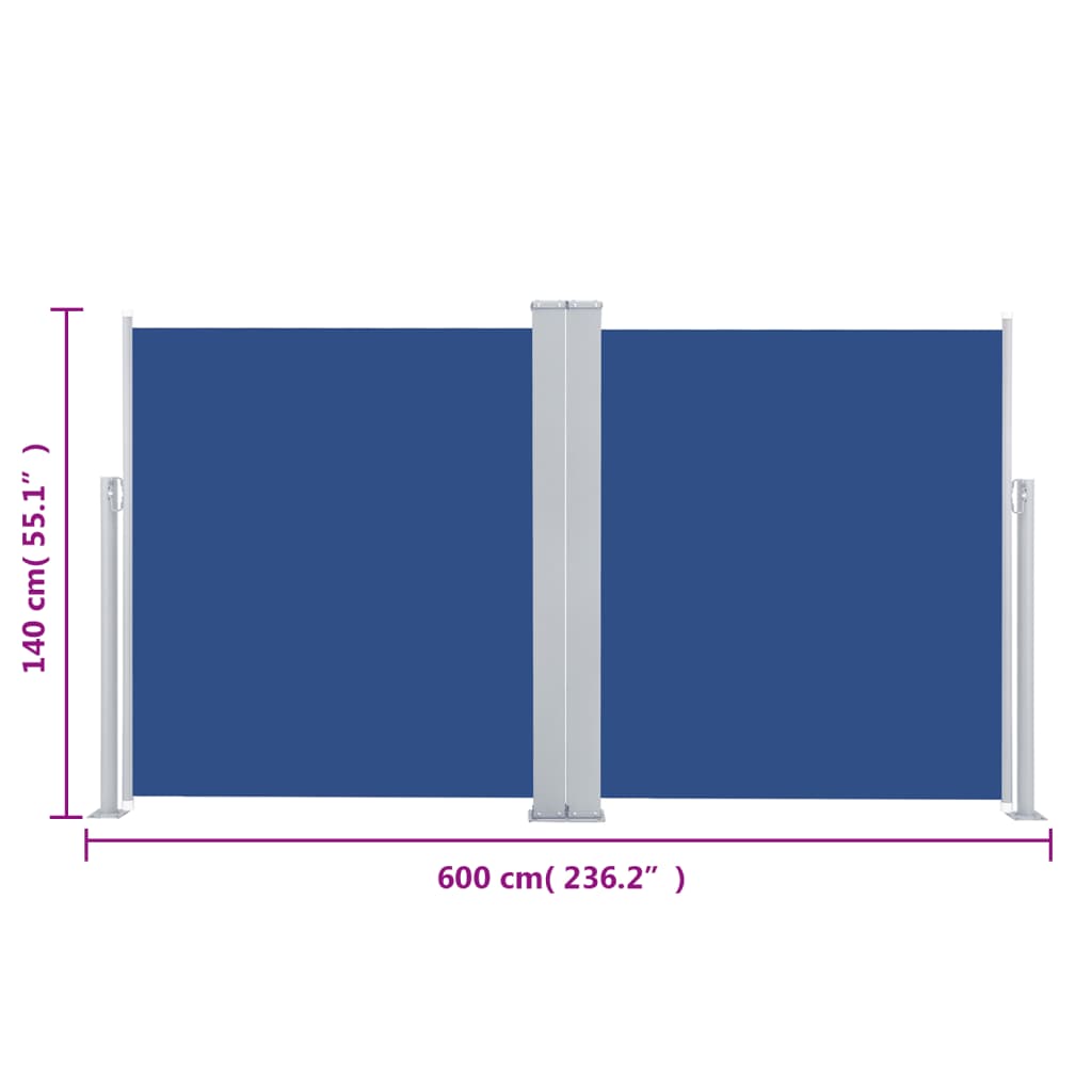 Windscherm Uittrekbaar 140 x 600 cm Blauw