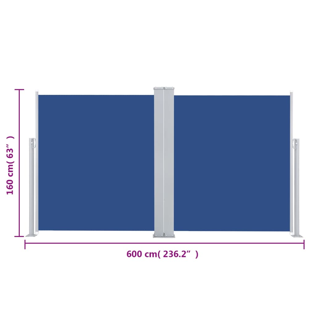 Windscherm Uittrekbaar 160 x 600 cm Blauw