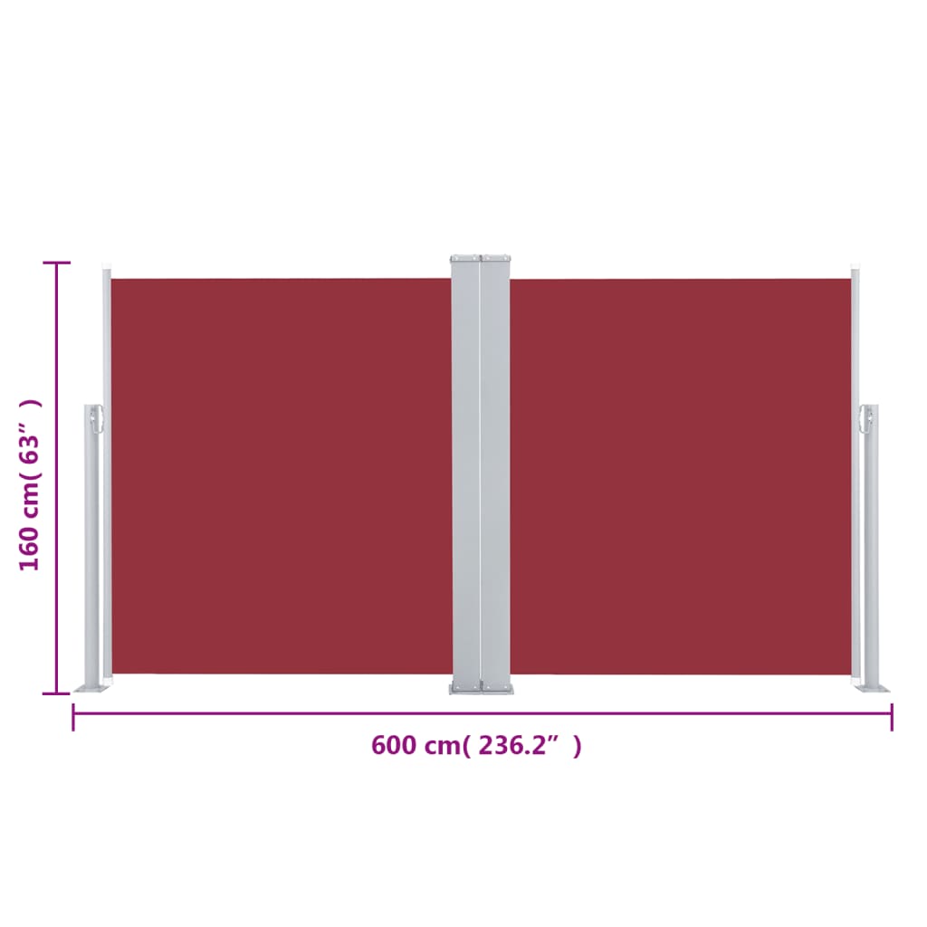 Windscherm Uittrekbaar 160 x 600 cm Rood