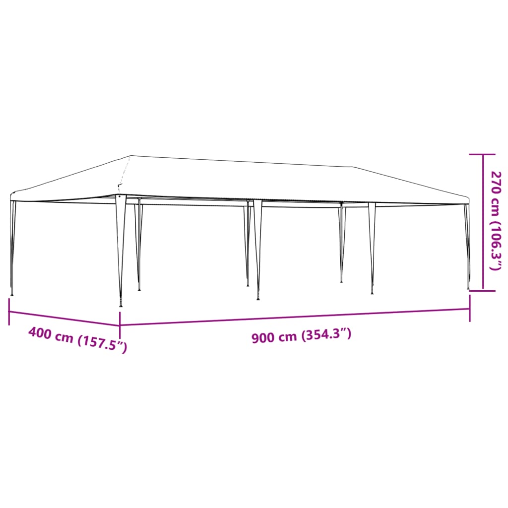 Partytent professioneel 90 g/m² 4x9 m groen