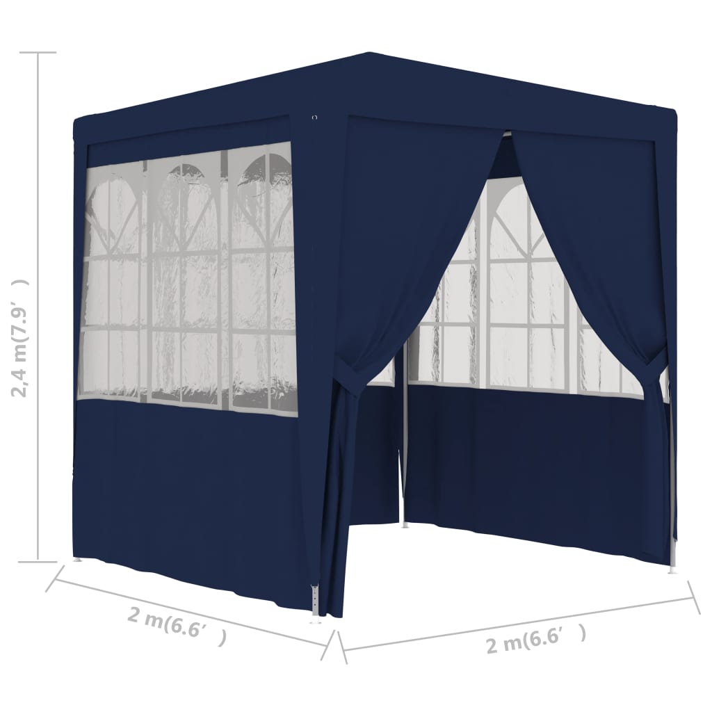 Partytent met zijwanden professioneel 90 g/m² 2x2 m blauw