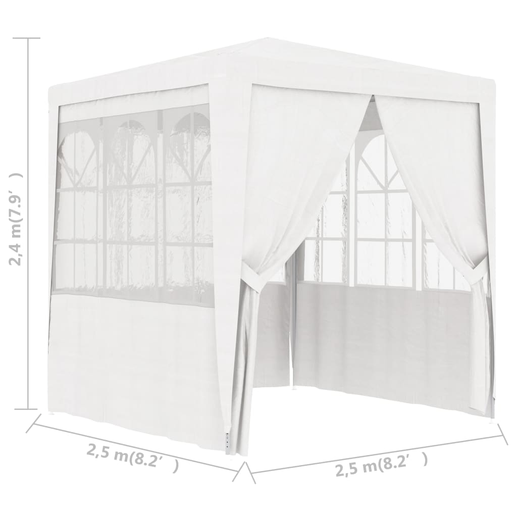 Partytent Met Zijwanden Professioneel 90 G/M² 2,5X2,5 M 2.5 x 2.5 m Wit