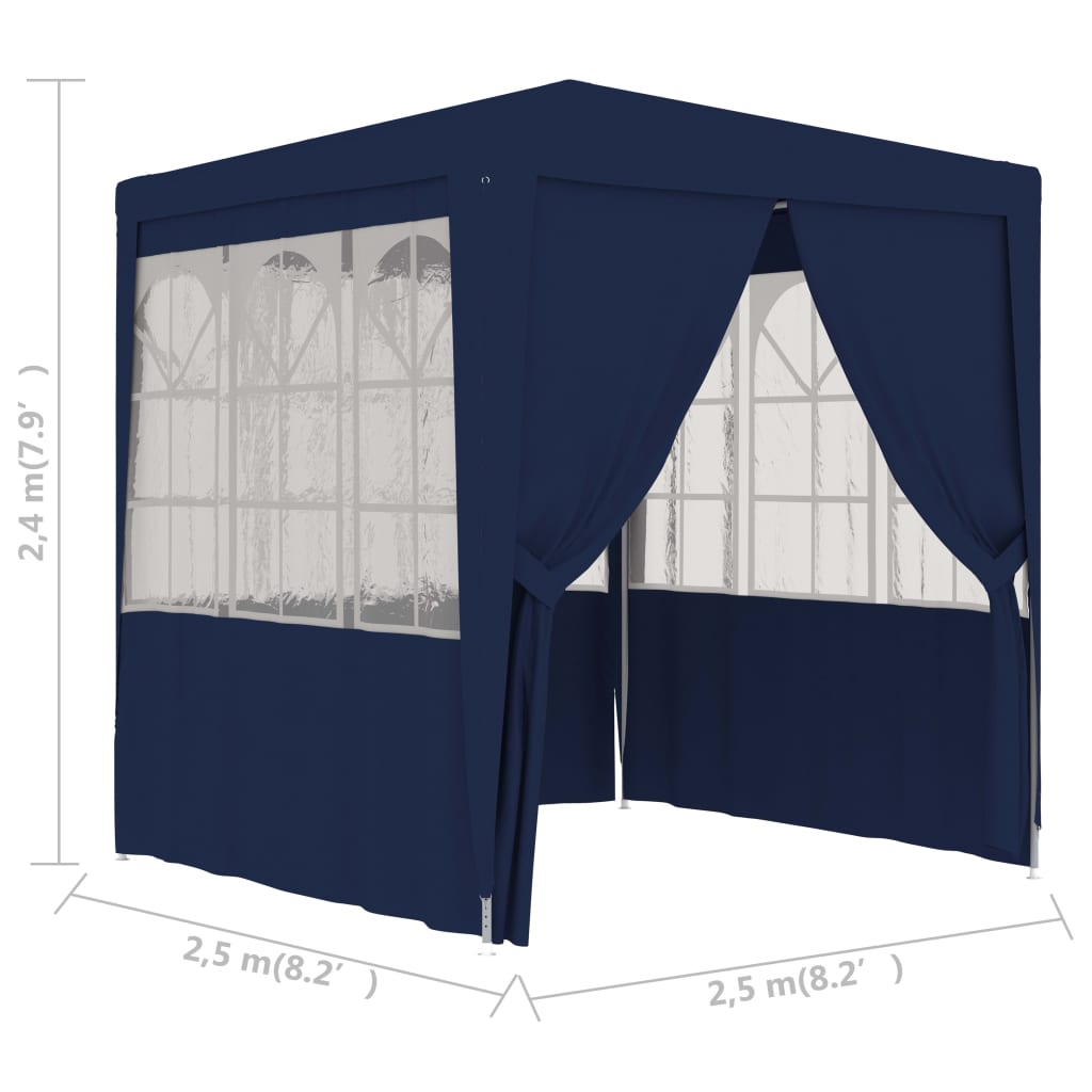 Partytent Met Zijwanden Professioneel 90 G/M² 2,5X2,5 M 2.5 x 2.5 m Blauw