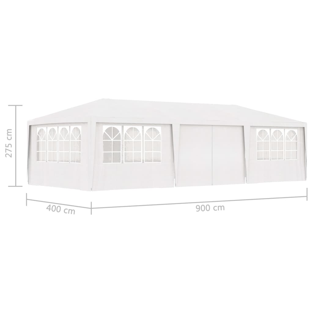 Partytent Met Zijwanden Professioneel 90 G/M² 4 x 9 m Wit