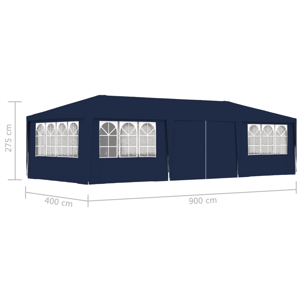 Partytent Met Zijwanden Professioneel 90 G/M² 4 x 9 m Blauw