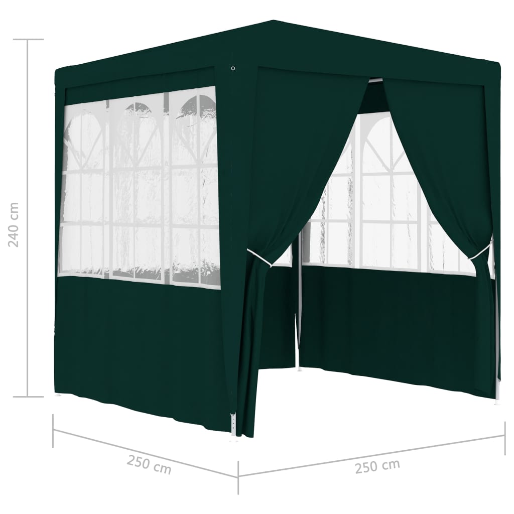 Partytent met zijwanden professioneel 90 g/m² 2,5x2,5 m groen