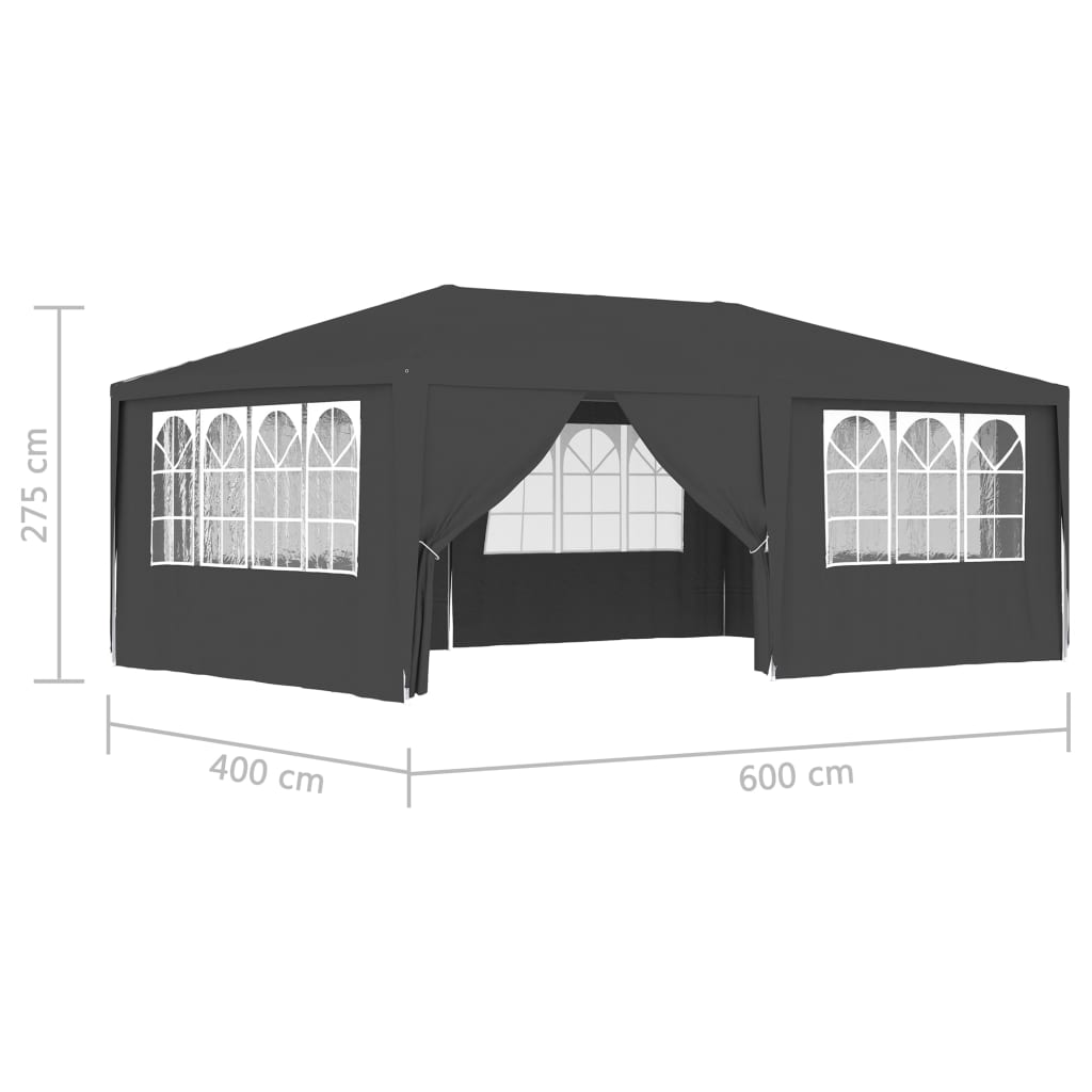 Partytent Met Zijwanden Professioneel 90 G/M² 4 x 6 m Antraciet