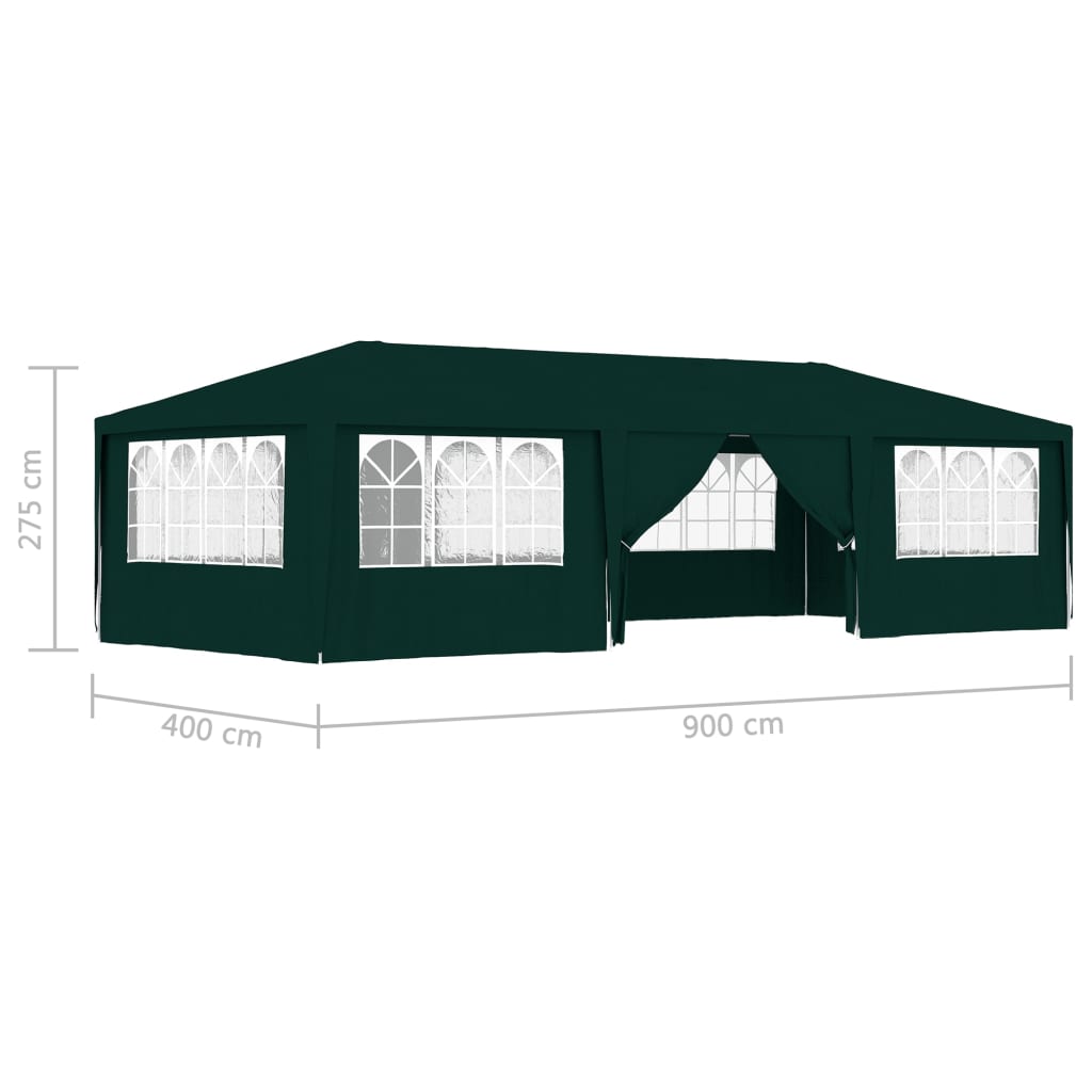 Partytent Met Zijwanden Professioneel 90 G/M² 4 x 9 m Groen