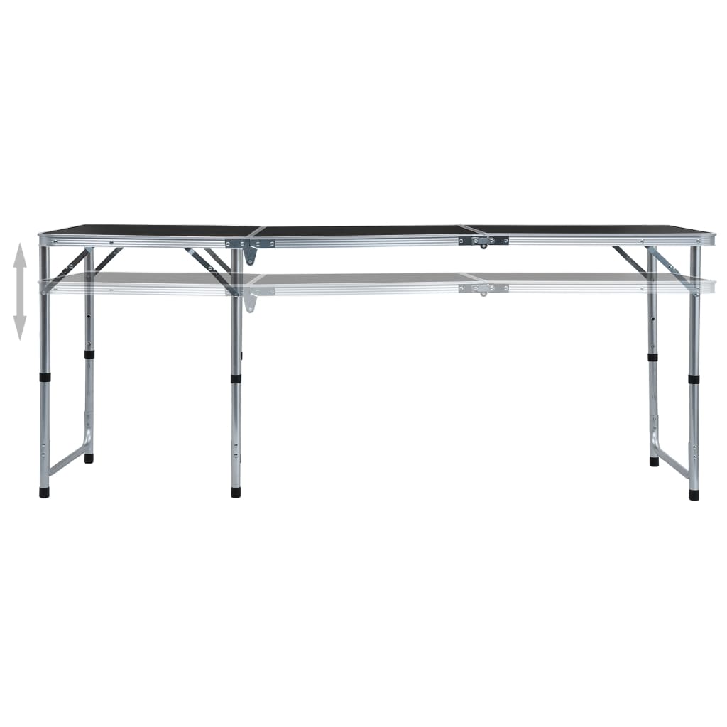 Campingtafel inklapbaar 180x60 cm aluminium grijs