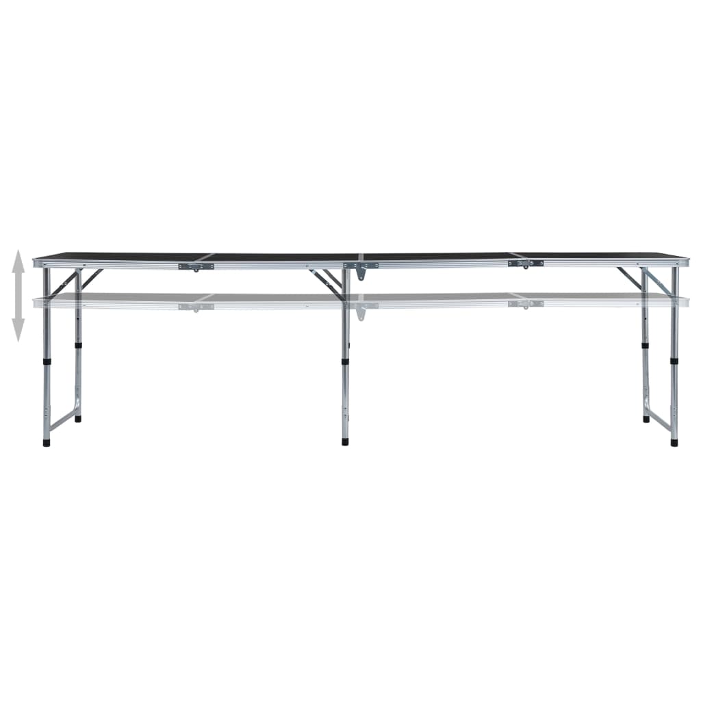 Campingtafel inklapbaar 240x60 cm aluminium grijs