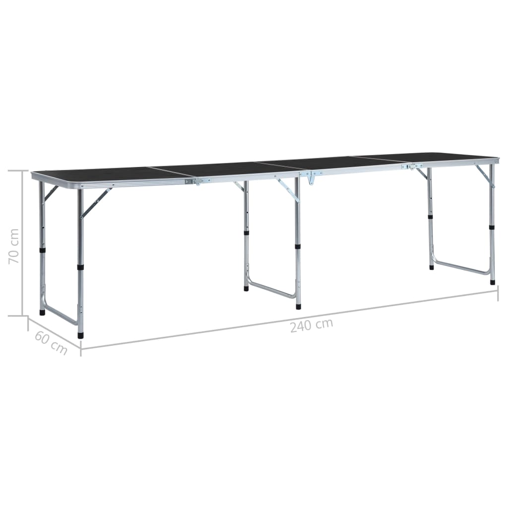 Campingtafel inklapbaar 240x60 cm aluminium grijs