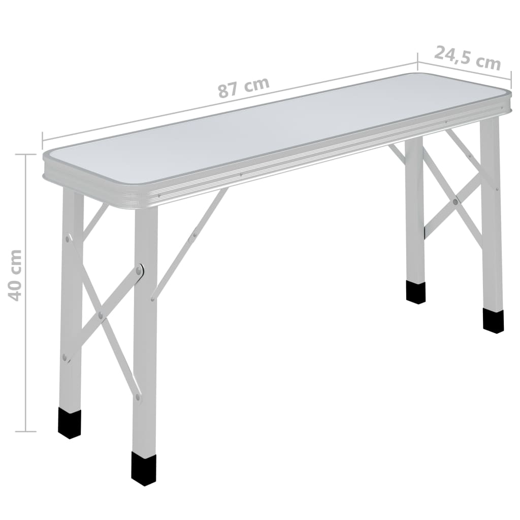 Campingtafel inklapbaar met 2 banken aluminium wit